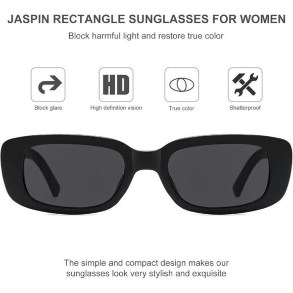 JASPIN Rectangle Sunglasses for Women Men Trendy Y2k Retro 90s Sun Glasses UV400 - Picture 5 of 6